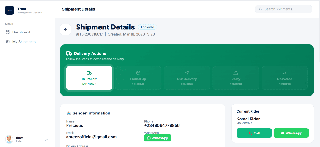 iTrust Rapid Logistics screenshot 4